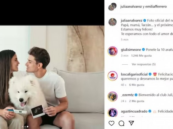 Julián Álvarez anunció que va a ser papá junto a Emilia Ferrero