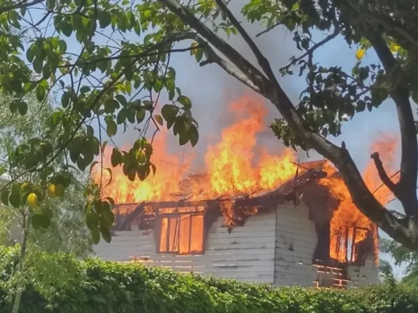 Impactante incendio en una quinta