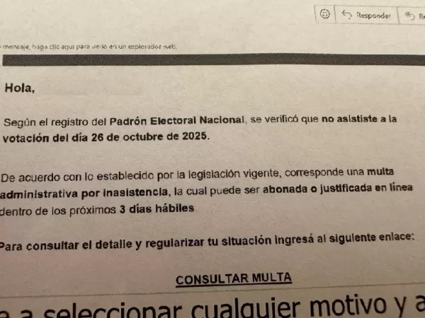 La Justicia Electoral alertó por una estafa con correos falsos sobre multas por no votar