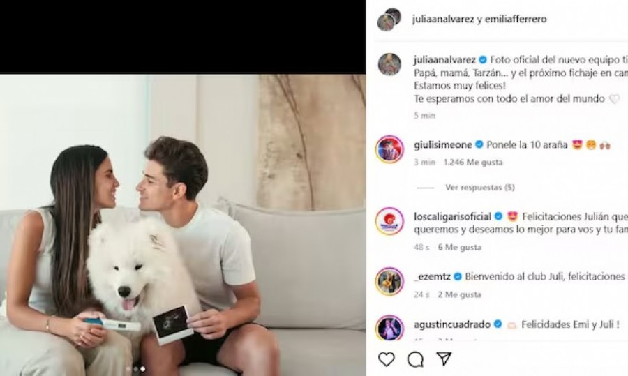 El delantero argentino anunció el embarazo de María Emilia Ferrero.