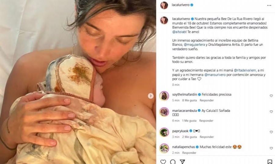 La actriz anunció la llegada de su hija junto a Aito de la Rúa y le dio la bienvenida en sus redes sociales.