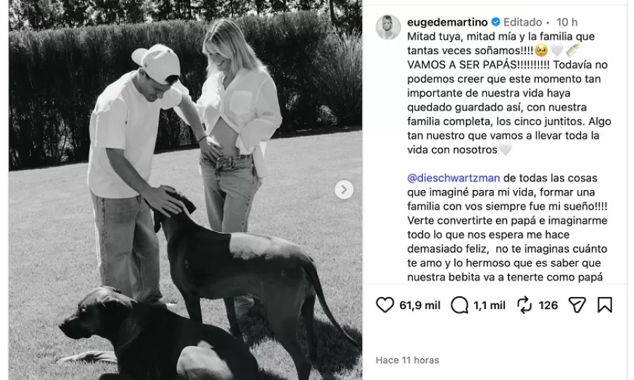 El Peque Schwartzman y Euge de Martino anunciaron que esperan su primer hijo