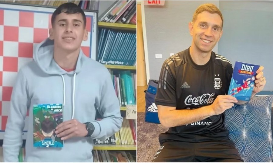 Santino Merlo se inspiró en el Dibu Martínezl para sacar su libro.