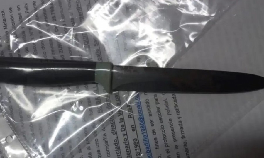 El cuchillo con el que un alumno apuñaló a otro en el colegio Bogado de Ramos Mejía fue secuestrado por la Policía.