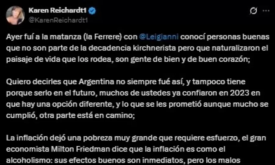 Karen Reichardt fue a "la Ferrere" a hacer campaña pero se olvidó del diccionario