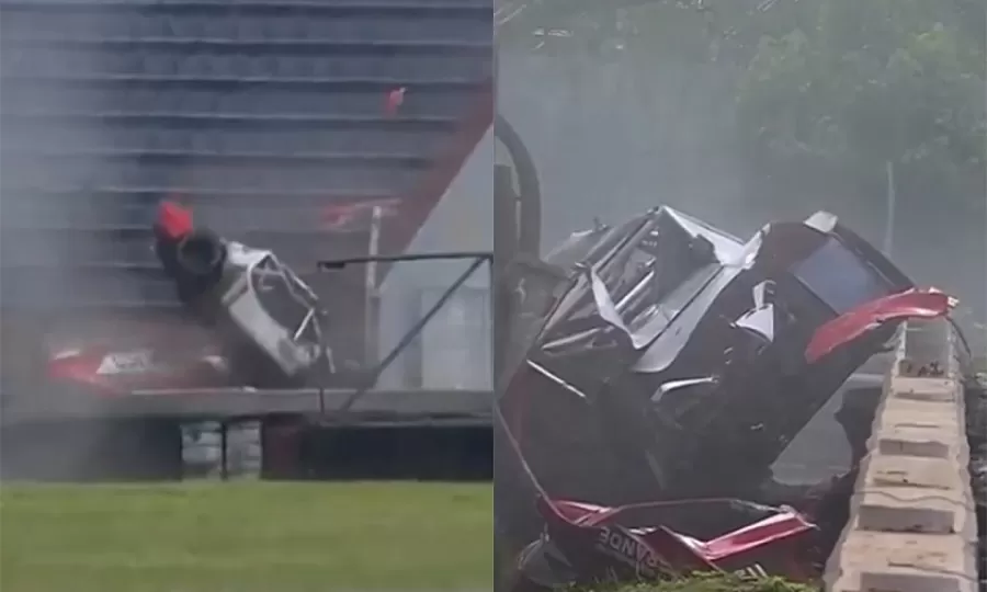 Impactante accidente en el Top Race: el auto de Luis Gastaldi salió despedido y chocó contra la tribuna