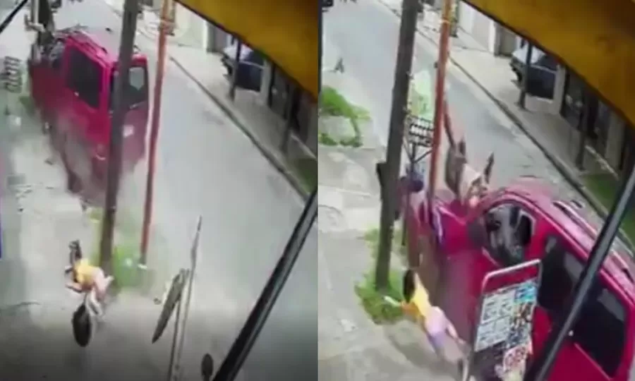 Un hombre y sus hijas sobrevivieron de milagro tras haber sido atropellados desde atrás por una camioneta