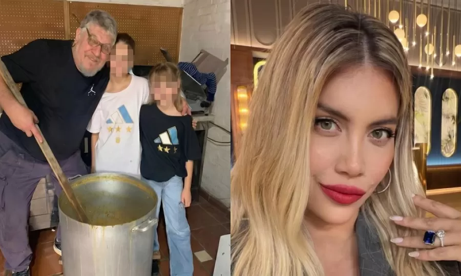 Wanda Nara y sus hijas ayudaron al pap&aacute; de Mauro Icardi a vender locro y empanadas por el 25 de mayo