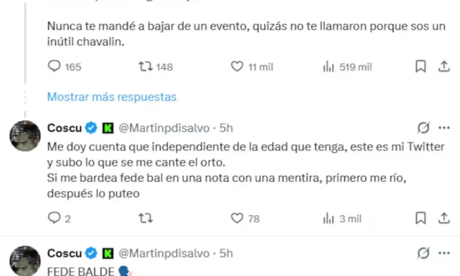 El fuerte e inesperado cruce entre Fede Bal y Coscu